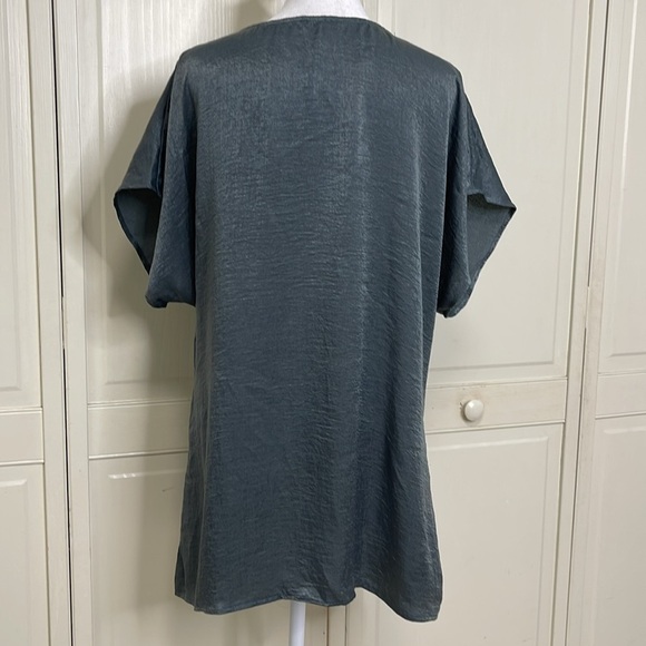 Show me your MuMu Womens Grey Mae Mu Tunic V-Neck Short Sleeve Top Size Large - Picture 4 of 10